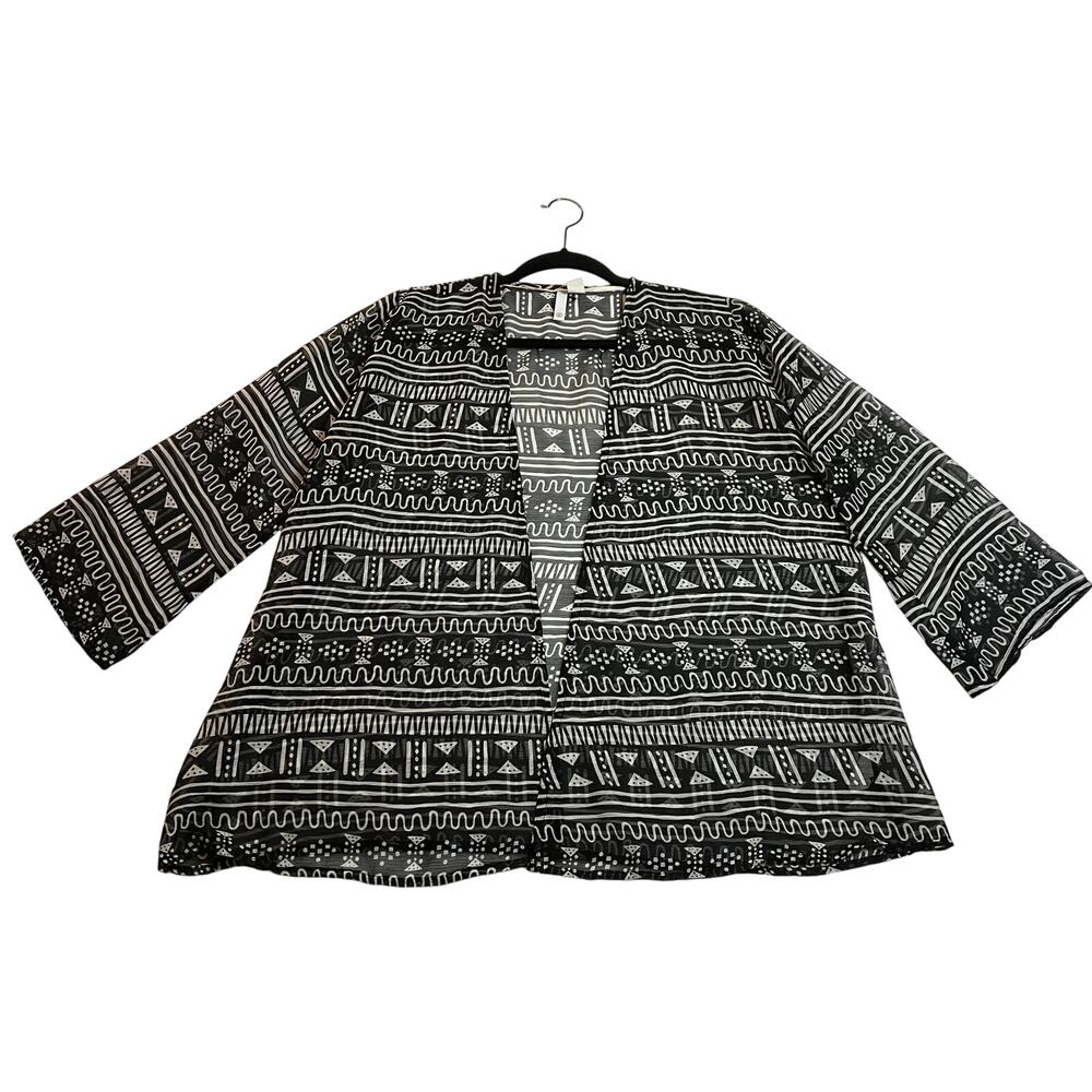 Element Tribal Print Semi Sheer Open Front Kimono Size L Lightweight Festival